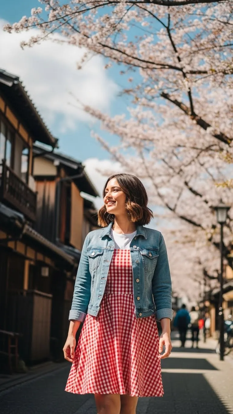 8 Red Gingham Dress with Jacket Pinterest Outfit